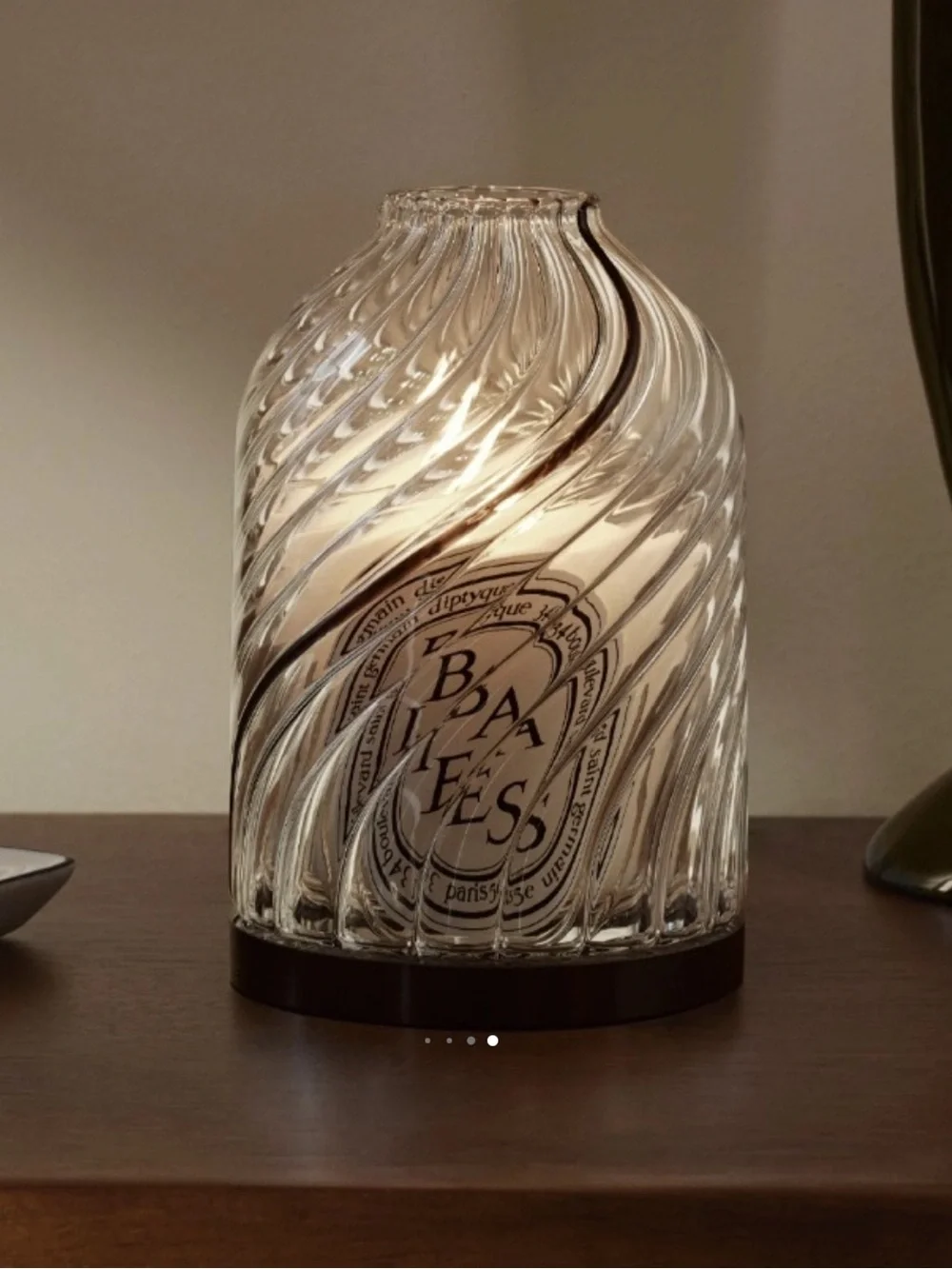 DIPTYQUE EUC Photophore Torsade Glass Candle Holder in Clear with Black Base - Picture 4 of 7